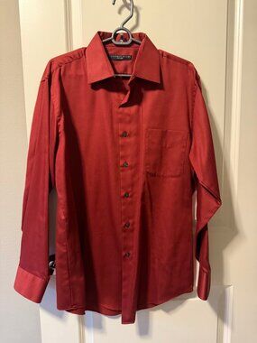Geoffrey Beene Fitted Dress Shirt Rust 16 32-33